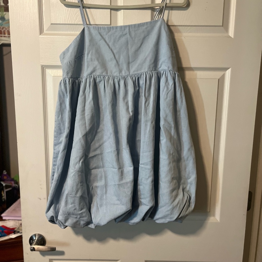 Divided Light Blue Smocked Dress
